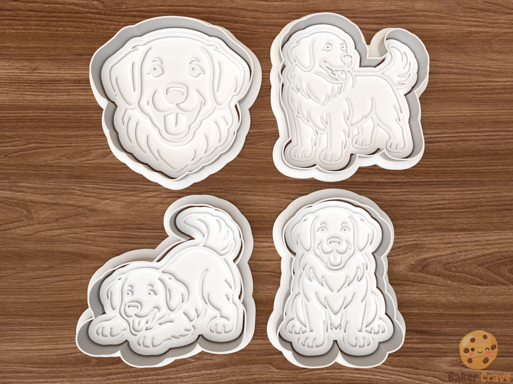 Golden Retriever Dog Cookie Cutter Set STL File - golden1
