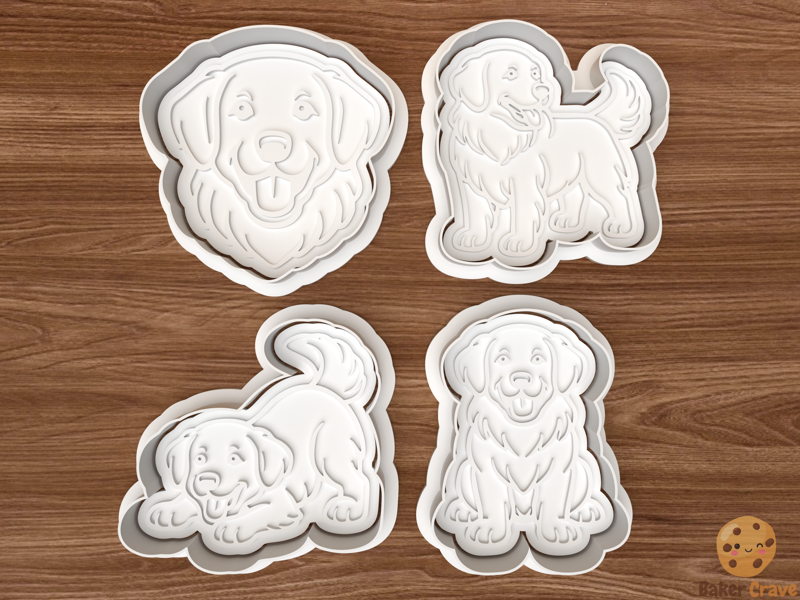 Golden Retriever Dog Cookie Cutter Set STL File - golden1