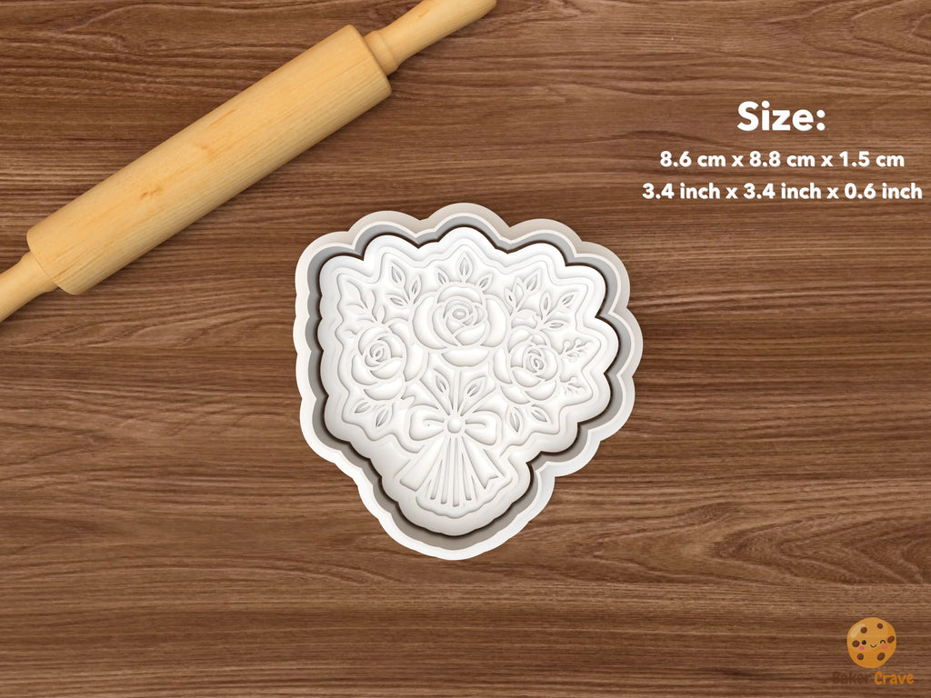 Gothic Bridal Shower Cookie Cutter Set STL File - single gothic rose bouquet