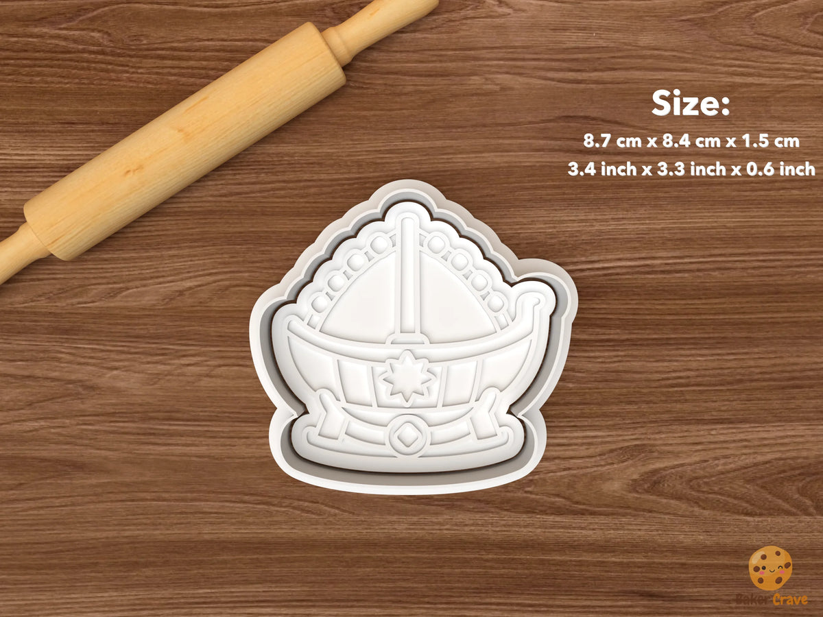 Greek Christmas Boat Cookie Cutter Set STL File - single sail boat with garland lights and star hull