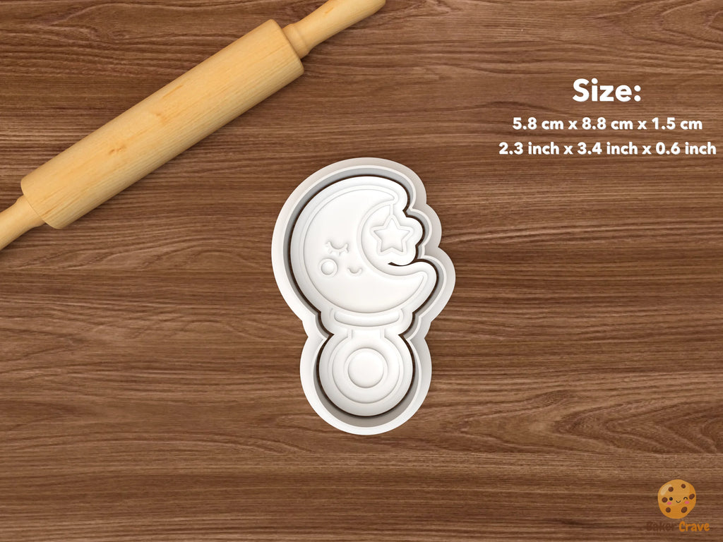 Halloween Baby Shower Cookie Cutter Set STL File - single moon rattle