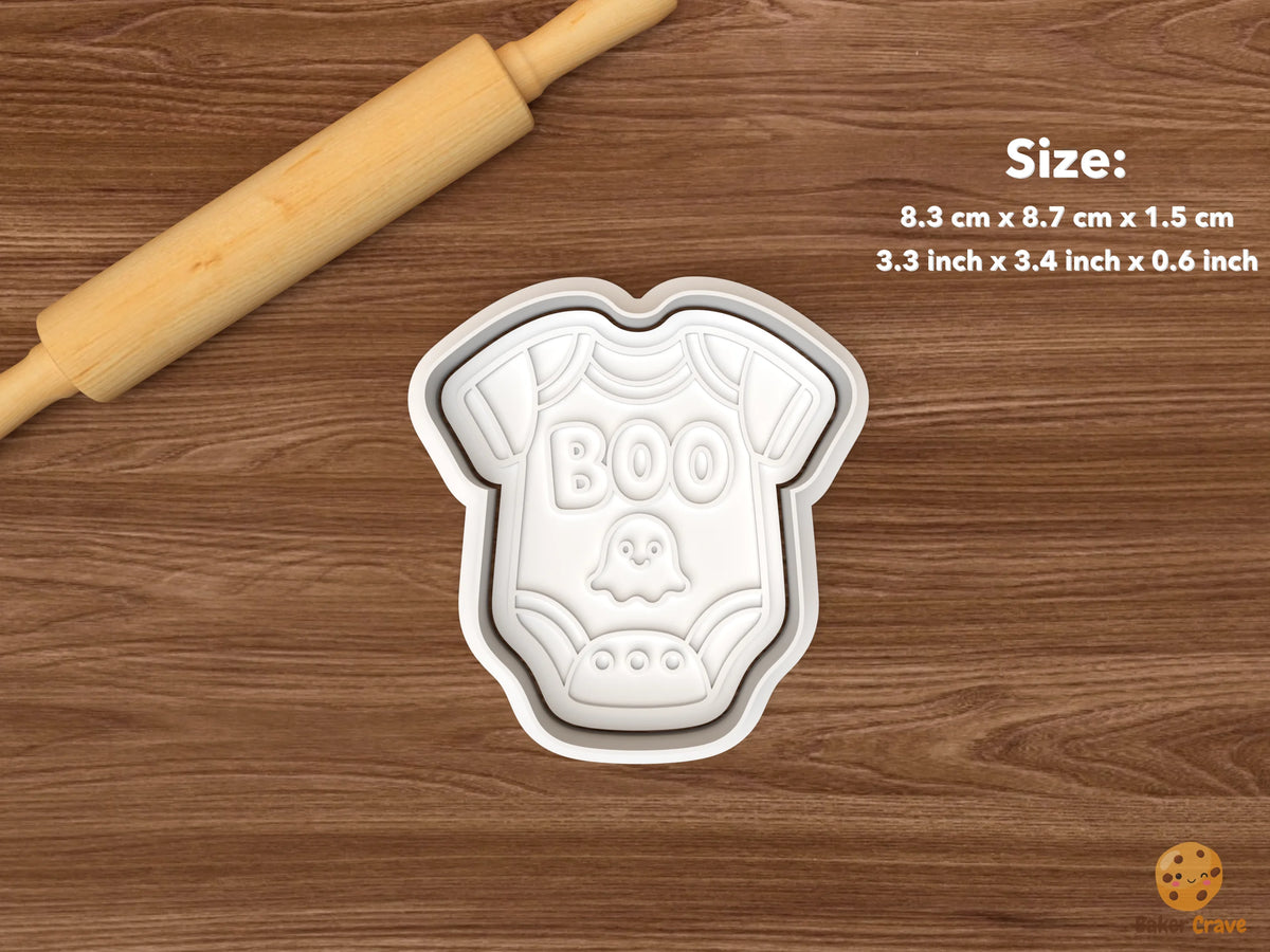 Halloween Baby Shower Cookie Cutter Set STL File - single boo baby bodysuit