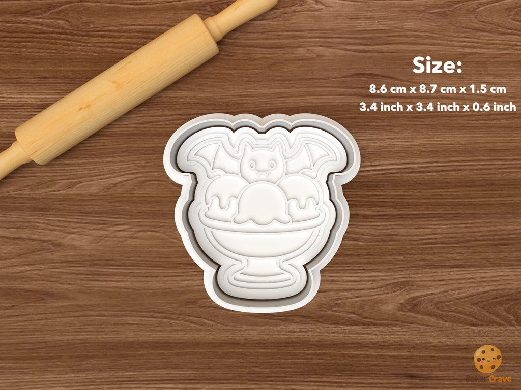 Halloween Ice Cream Cookie Cutter Set STL File - single bat sundae