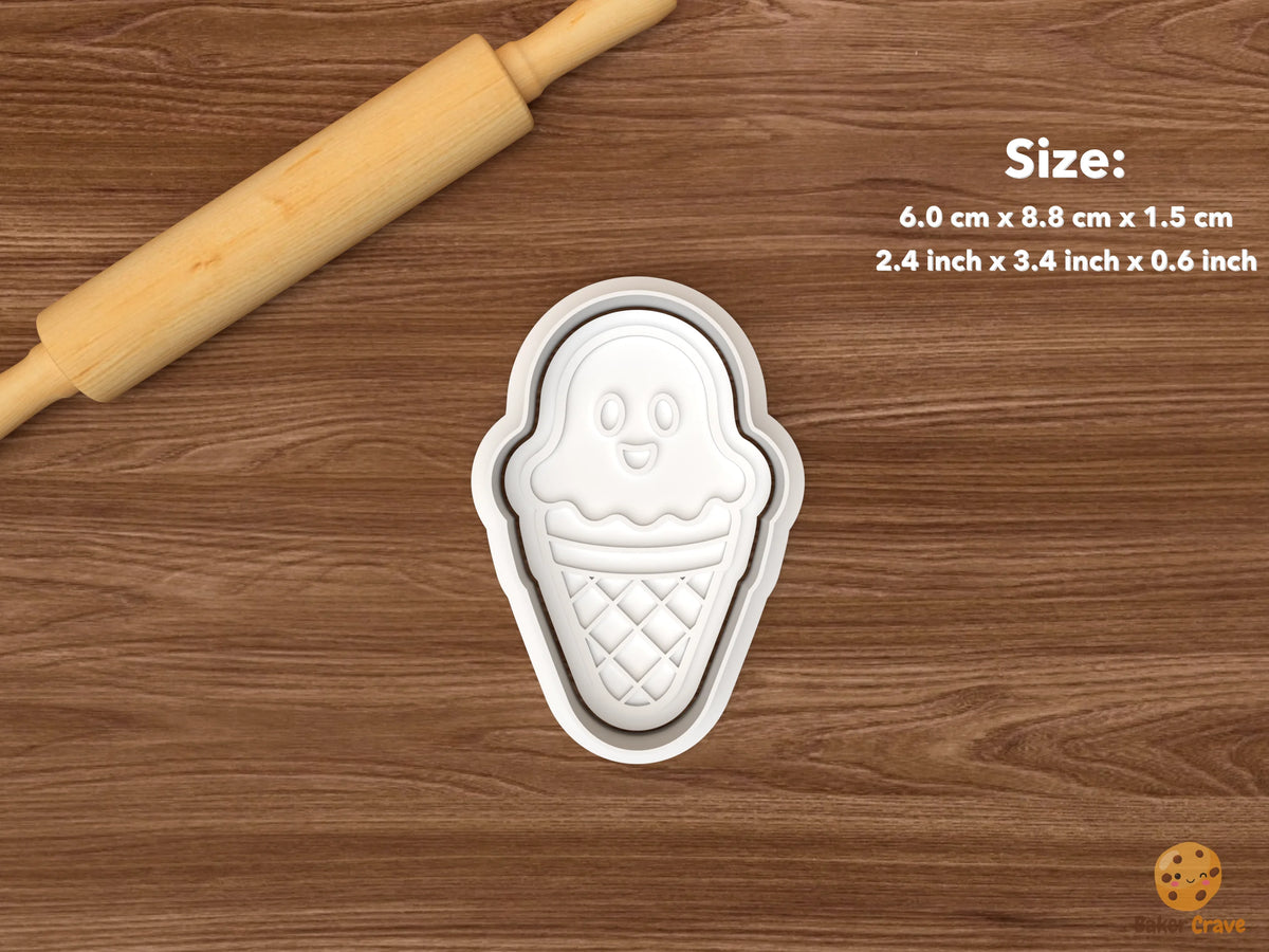 Halloween Ice Cream Cookie Cutter Set - single ghost ice cream cone