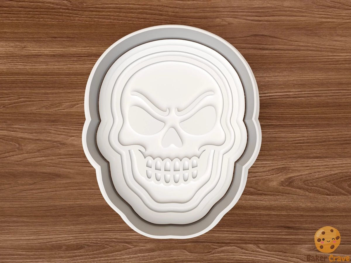 Halloween skull face Cookie Cutter STL File - skullf1