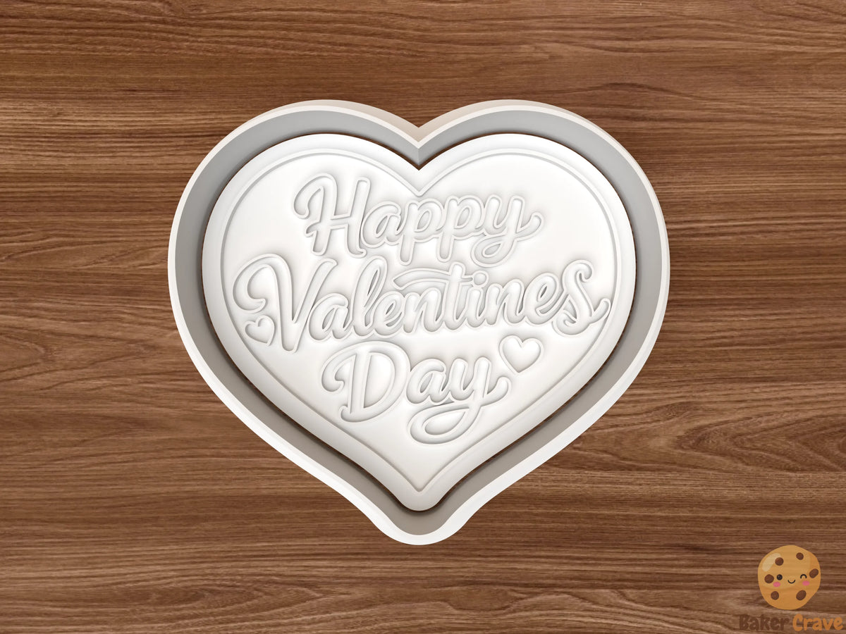 Happy Valentines Day Heart Cookie Cutter STL File - heart2