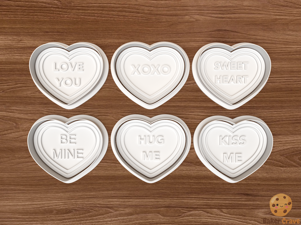 Conversation Hearts Cookie Cutter Set STL File - heart1