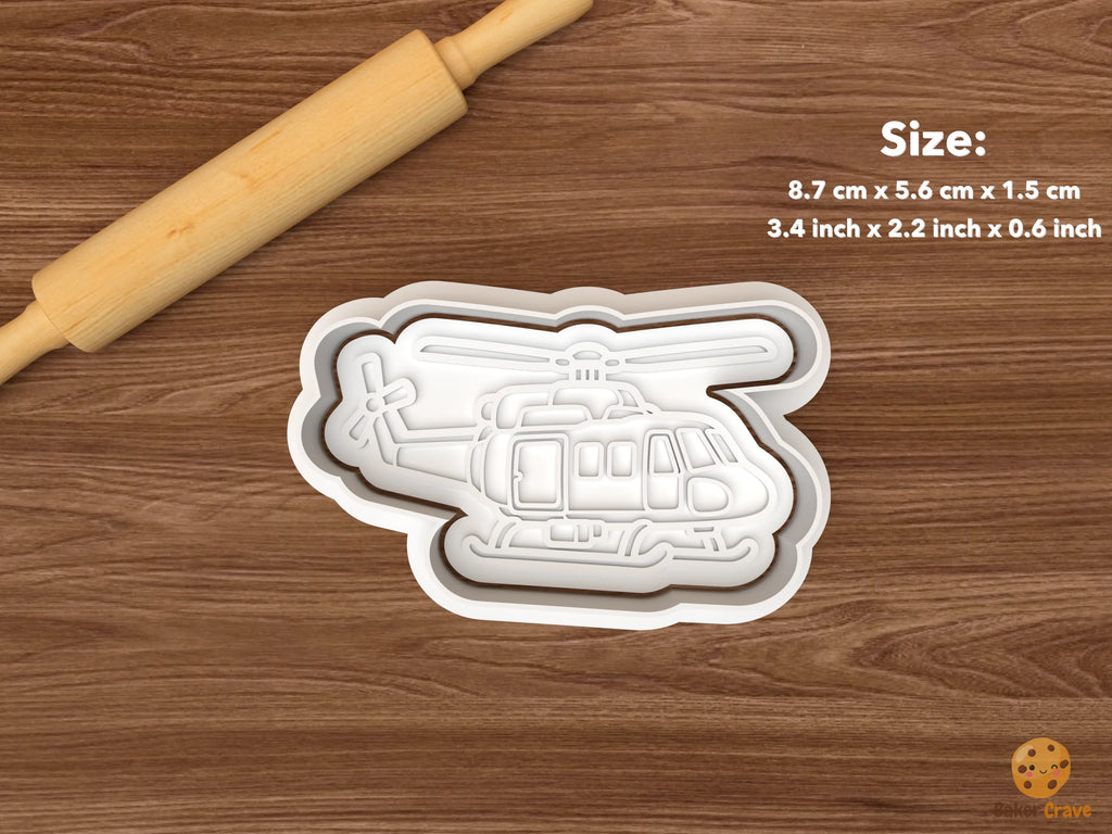 Helicopter Cookie Cutter Set STL File - single skid helicopter