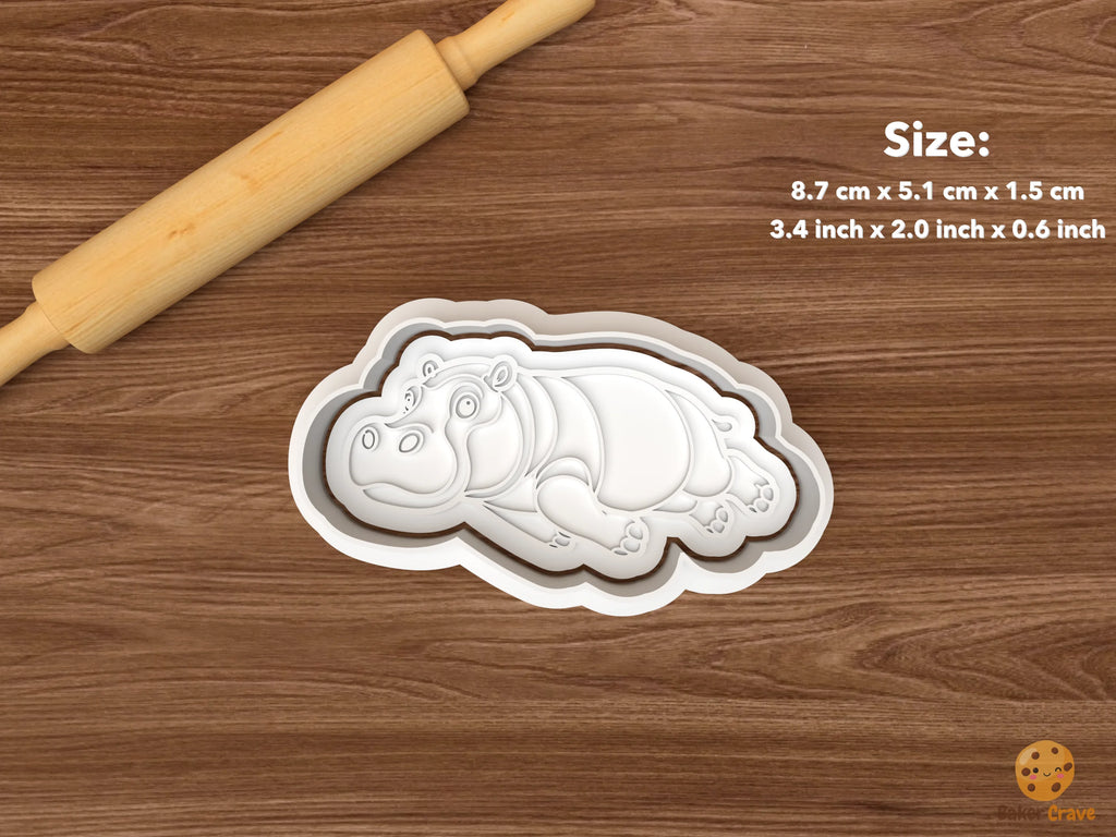 Hippo Cookie Cutter Set STL File - single lying hippo