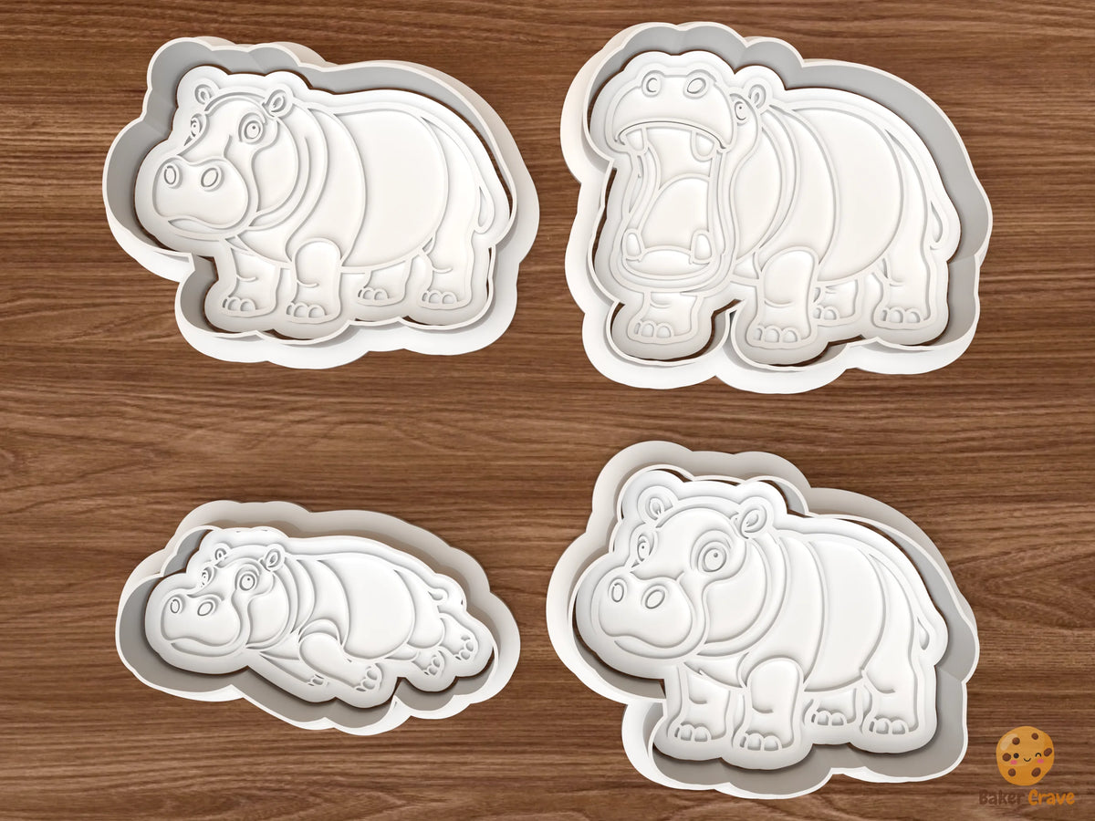 Hippo Cookie Cutter Set STL File - 01 set main