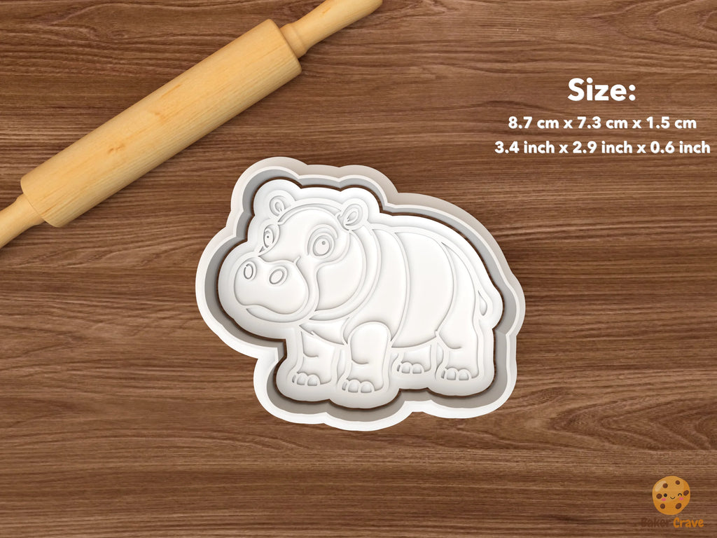 Hippo Cookie Cutter Set STL File - single front facing standing hippo