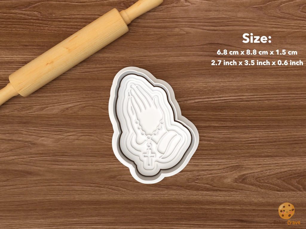 Holy Mary Religious Cookie Cutter Set STL File - single praying hands with rosary