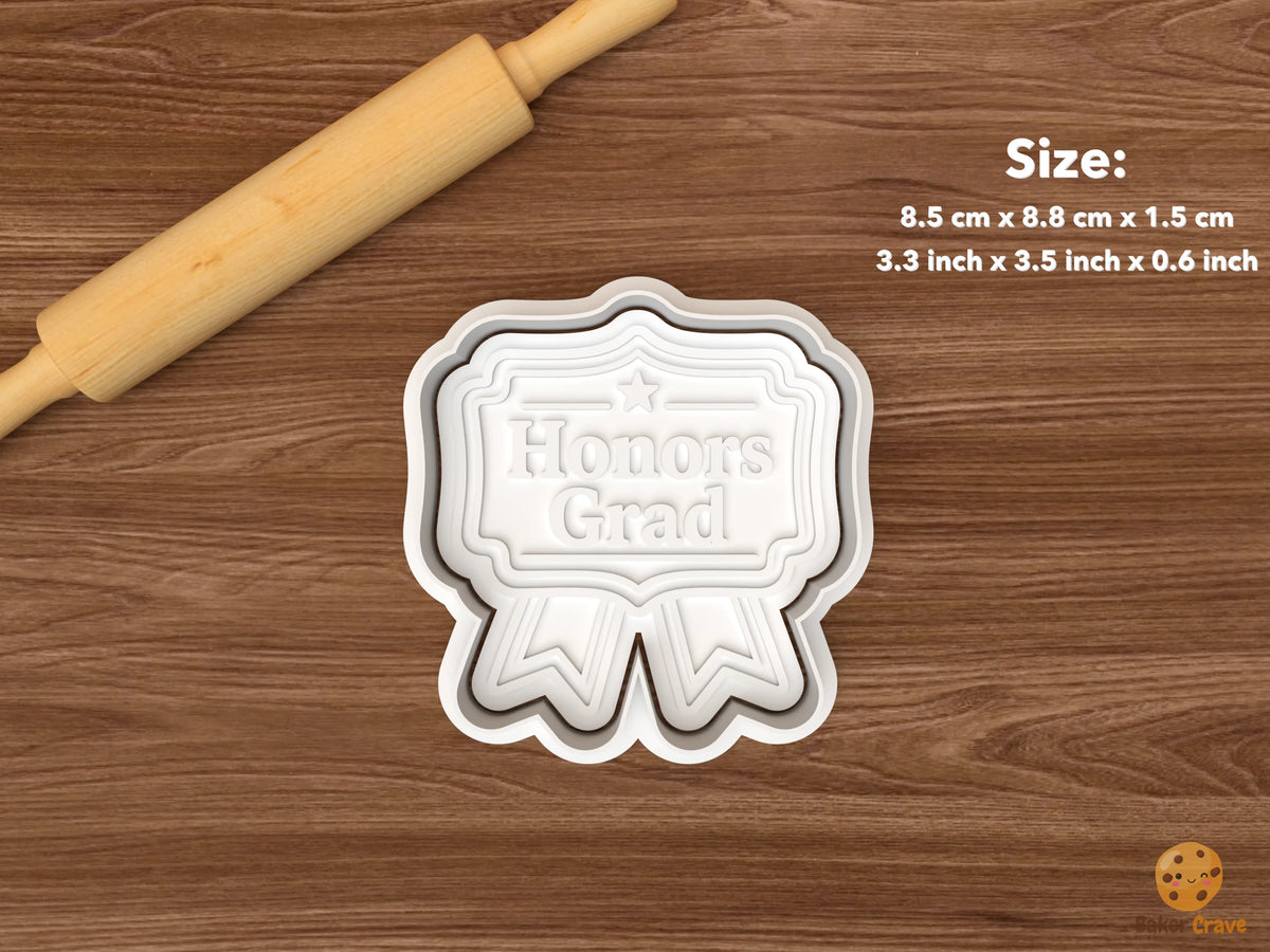 Honors Grad Graduation Cookie Cutter Set STL File - single honors grad plaque