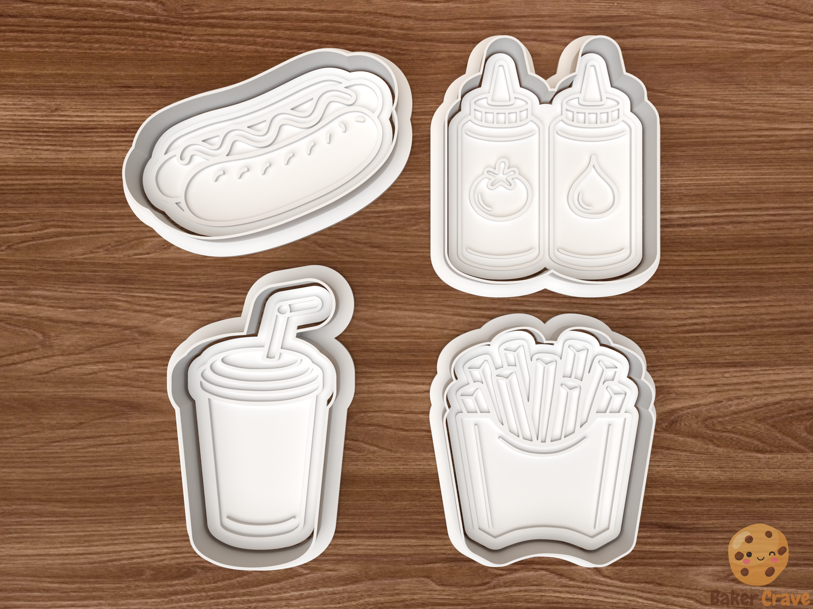 Hot Dog Cookie Cutter Set STL File - hotdog1