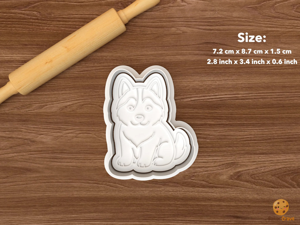 Husky Dog Cookie Cutter Set STL File - single husky puppy