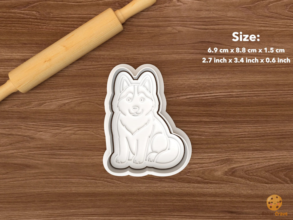 Husky Dog Cookie Cutter Set STL File - single sitting husky dog