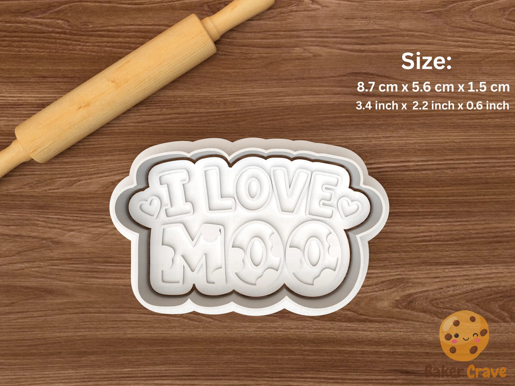 I Love Moo Cow Cookie Cutter Set STL File - cow5