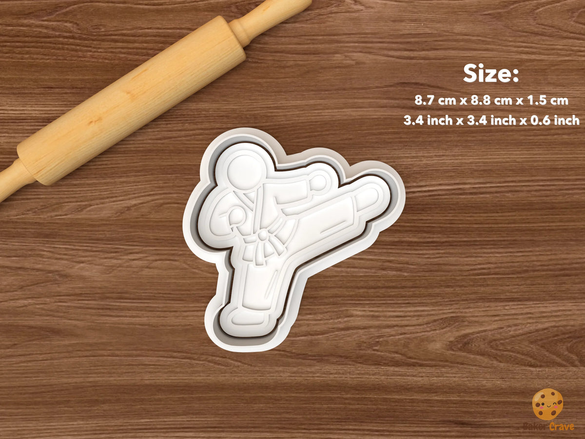Karate Cookie Cutter Set STL File - single kicking fighter