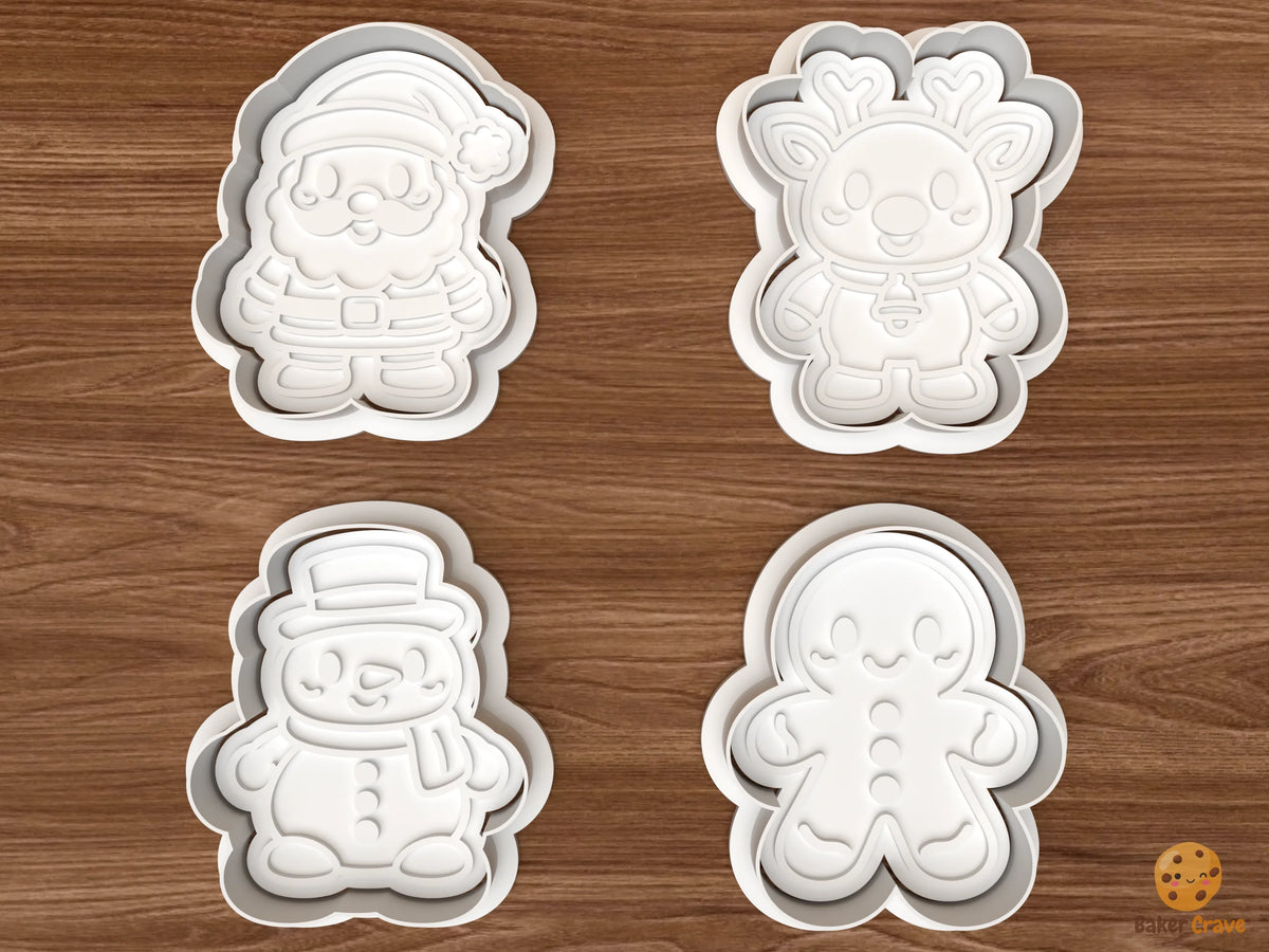 Kawaii Christmas Best Friends Cookie Cutter Set STL File