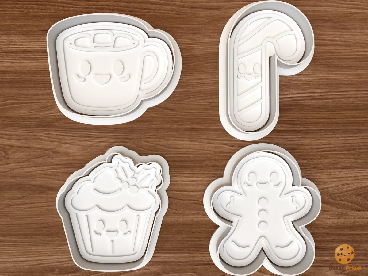 Kawaii Christmas Treat Friends Cookie Cutter Set STL File