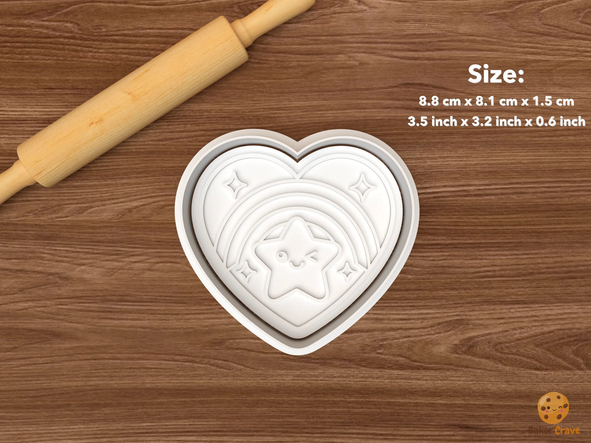 Kawaii Rainbow Cookie Cutter Set - single rainbow heart