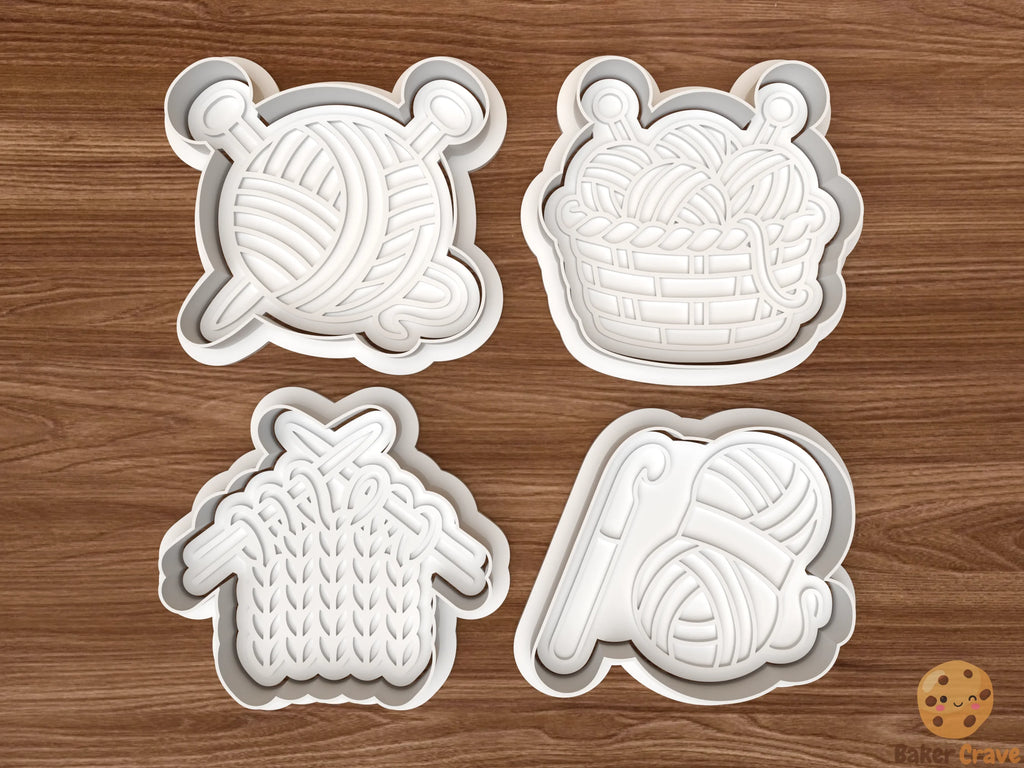 Knitting Cookie Cutter Set STL File - knit1