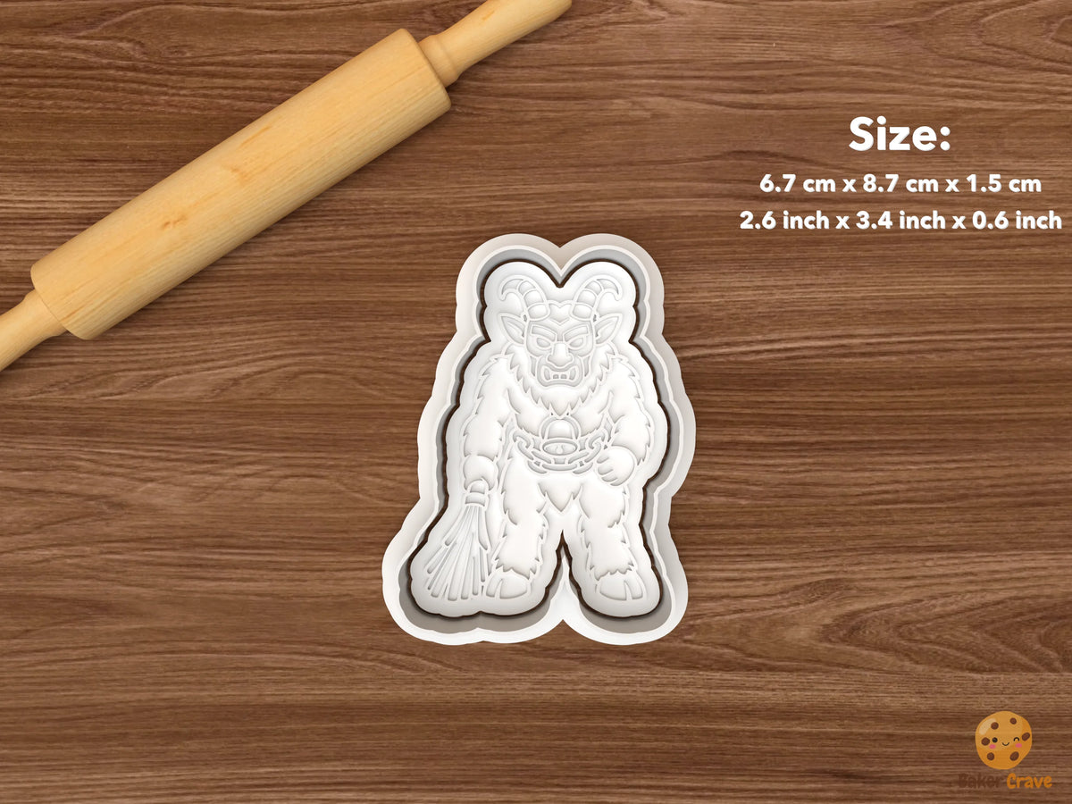 Krampus Night Christmas Cookie Cutter Set STL File - single krampus with switch bundle and bell