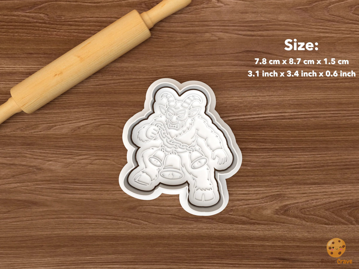 Krampus Night Christmas Cookie Cutter Set STL File - single krampus with chains and bells