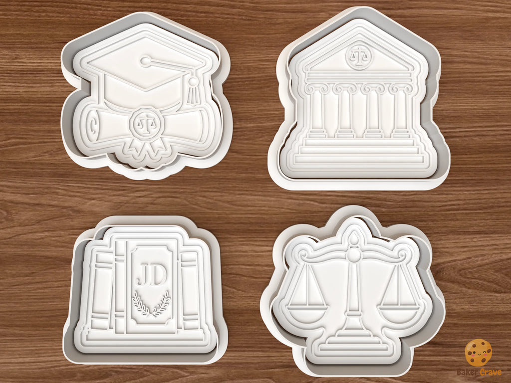 Law School Graduation Cookie Cutter Set STL File - 01 set main