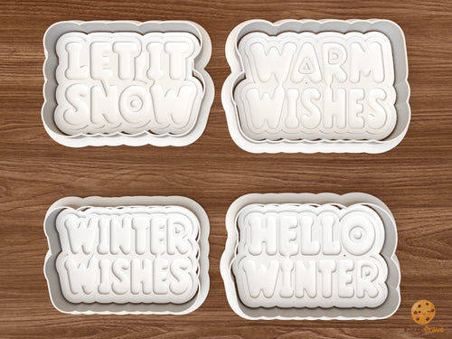 Let It Snow Winter Greetings Cookie Cutter Set STL File