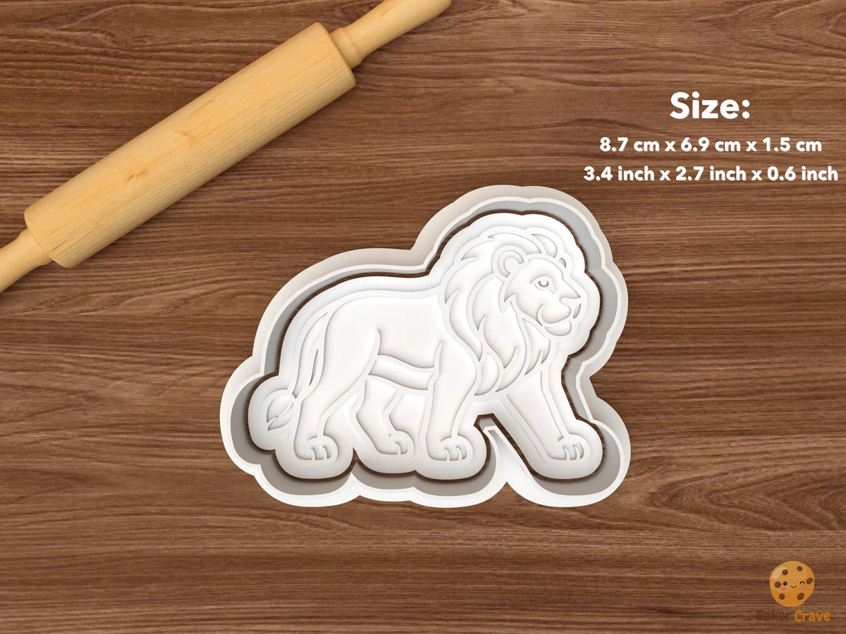 Lion Cookie Cutter Set STL File - single walking lion
