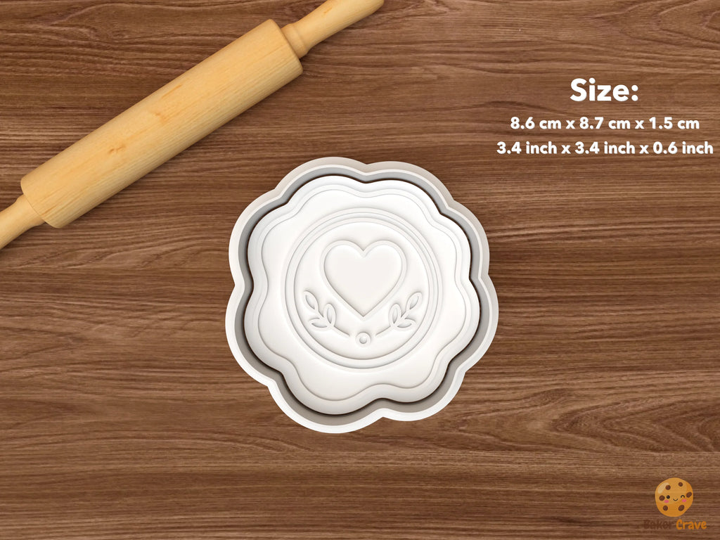 Love Letter Stationery Cookie Cutter Set STL File - single heart wax seal