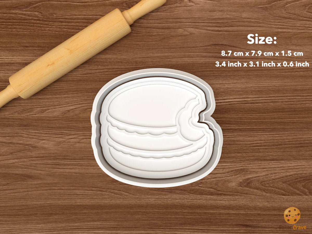 Macaron Bakery Cookie Cutter Set STL File - single bitten macaron