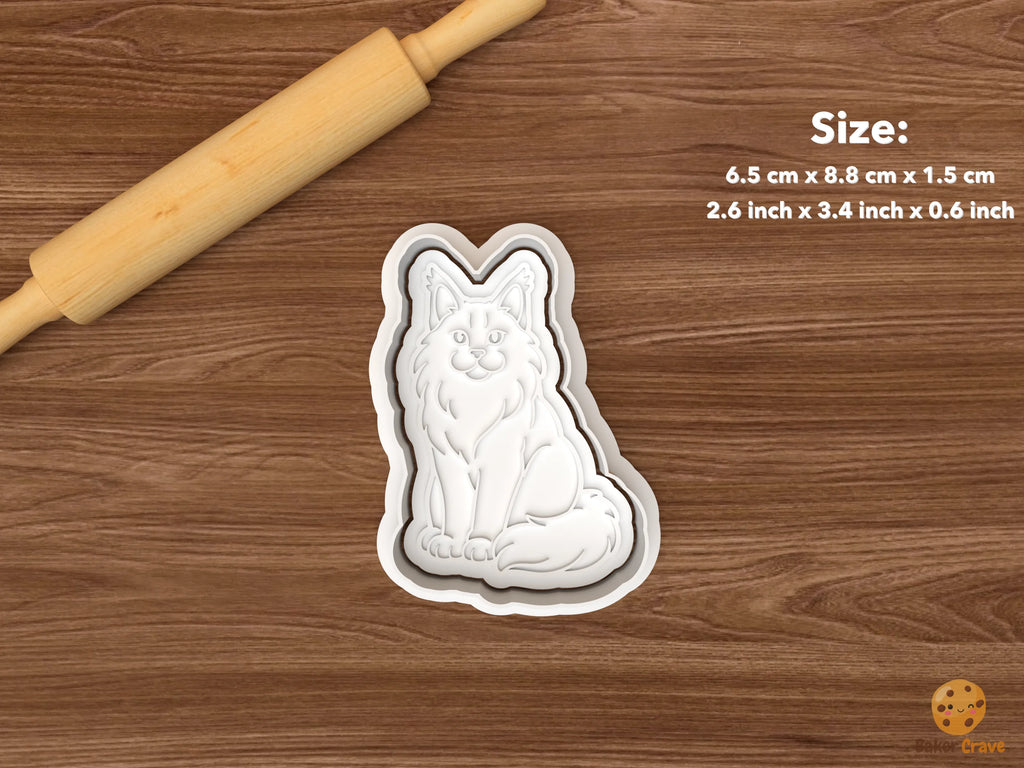 Maine Coon Cat Cookie Cutter Set STL File - single sitting maine coon cat