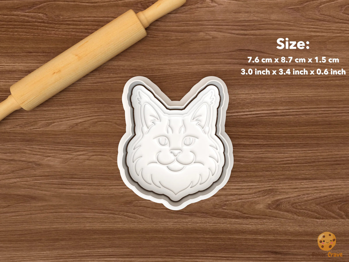Maine Coon Cat Cookie Cutter Set - single maine coon cat face