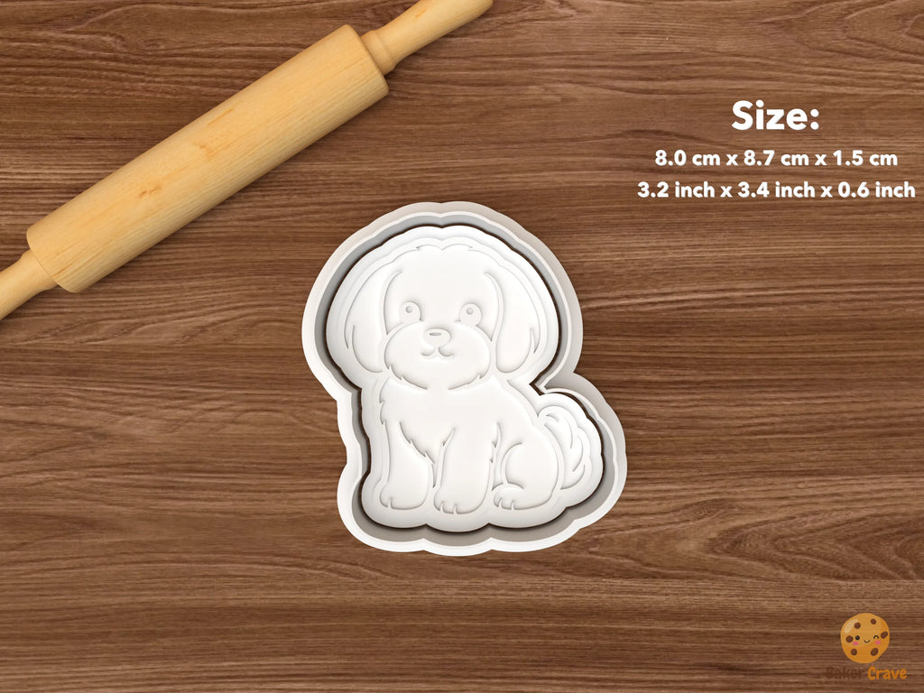 Maltese Dog Cookie Cutter Set STL File - single sitting maltese puppy