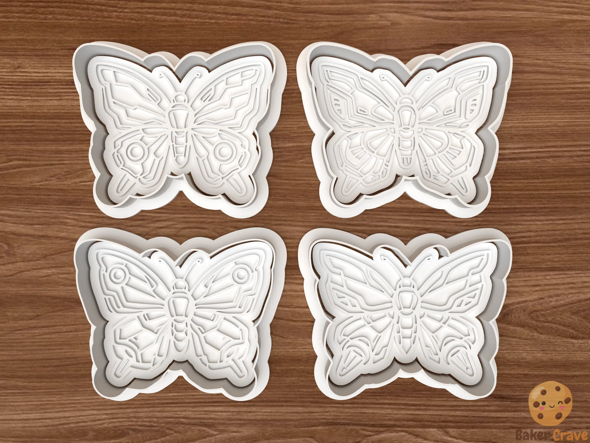 Mechanical Butterfly Cookie Cutter Set STL File - butterfly1