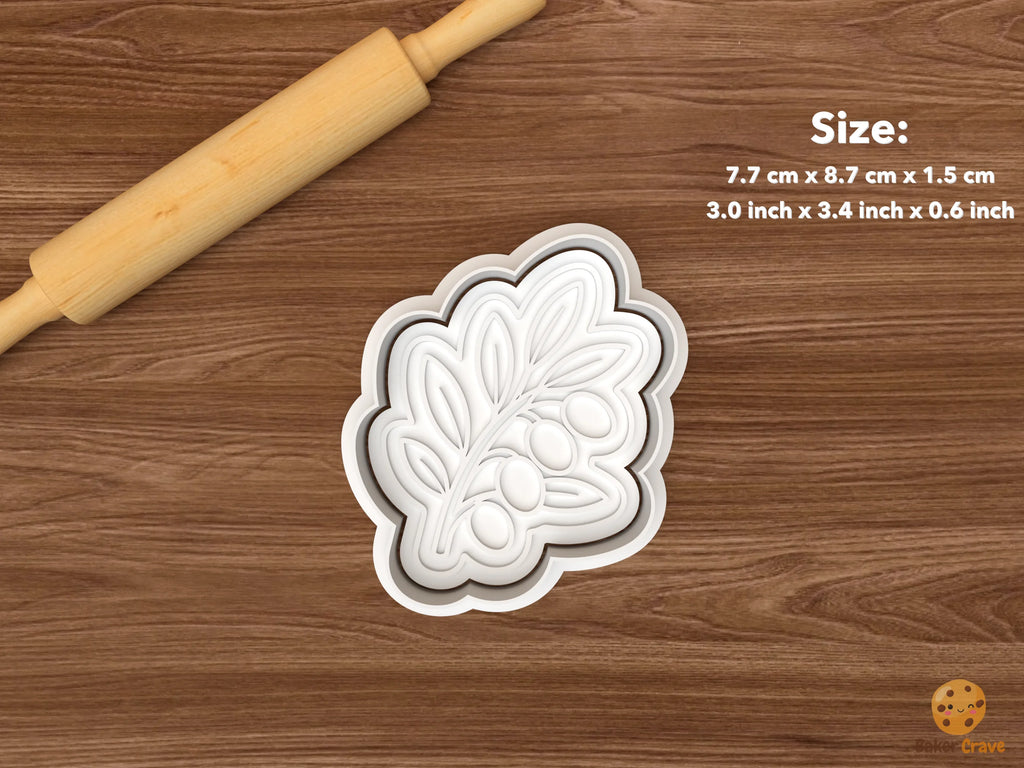Mediterranean Kitchen Cookie Cutter Set STL File - single olive branch