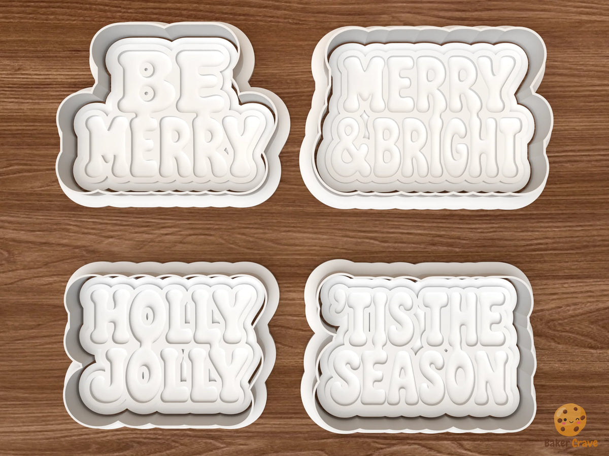 Merry Bright Lettering Cookie Cutter Set STL File