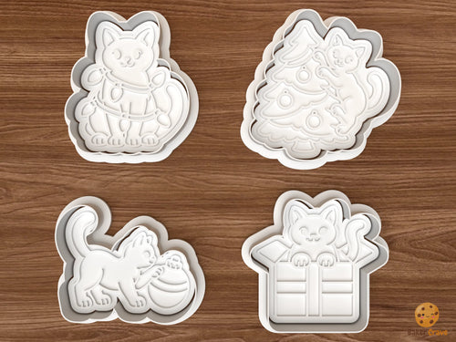Mischievous Christmas Cats Cookie Cutter Set STL File