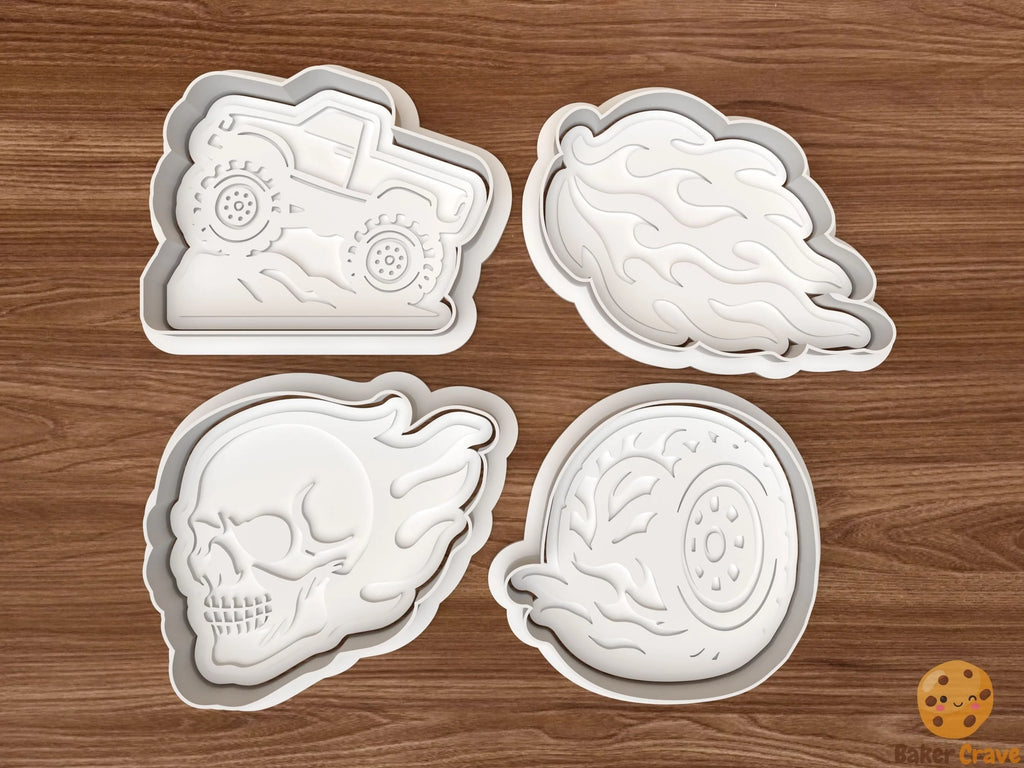 Monster Truck Cookie Cutter Set STL File - monster1