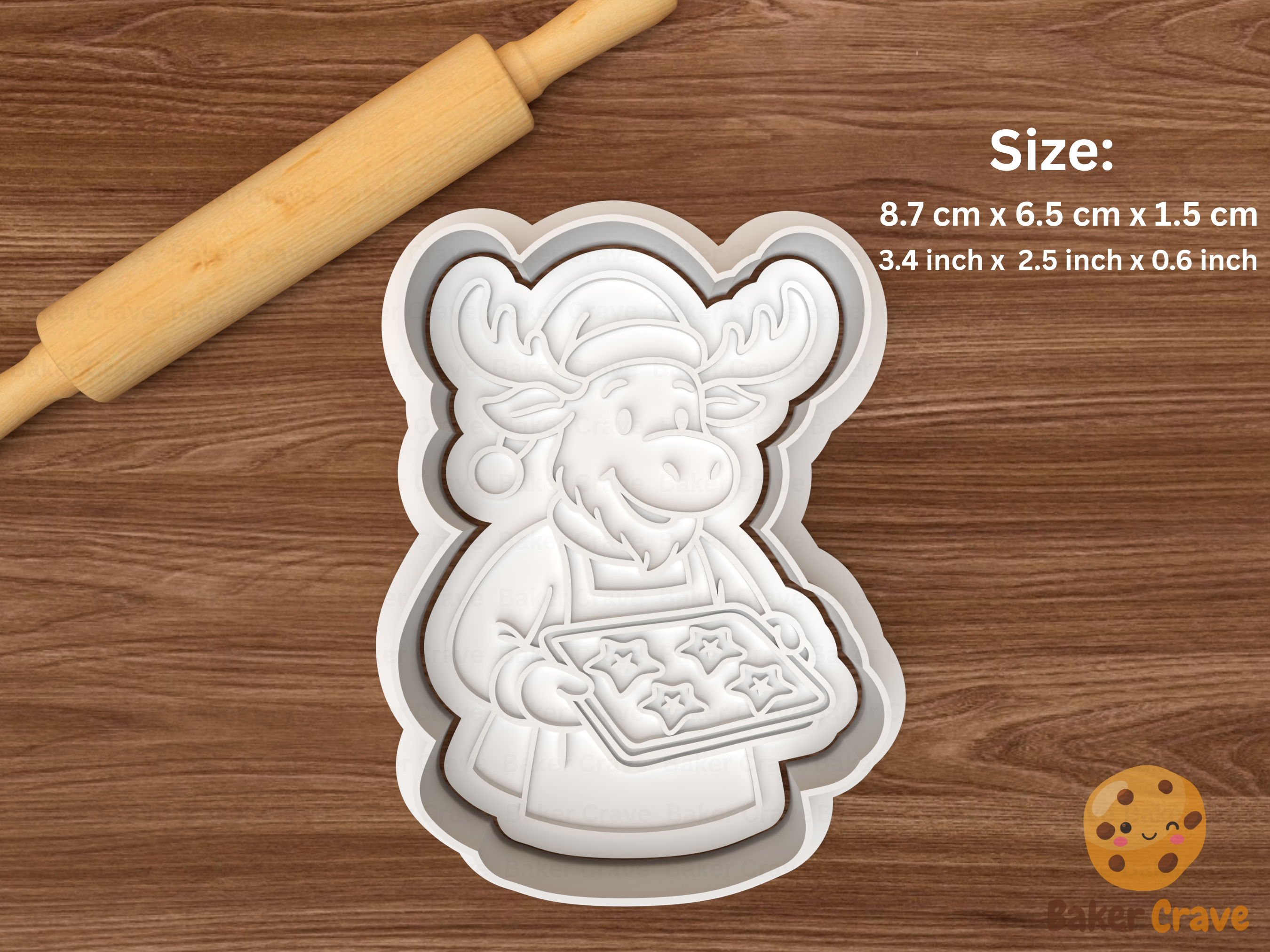 Christmas Moose Cookie Cutter Set STL File - moose2f
