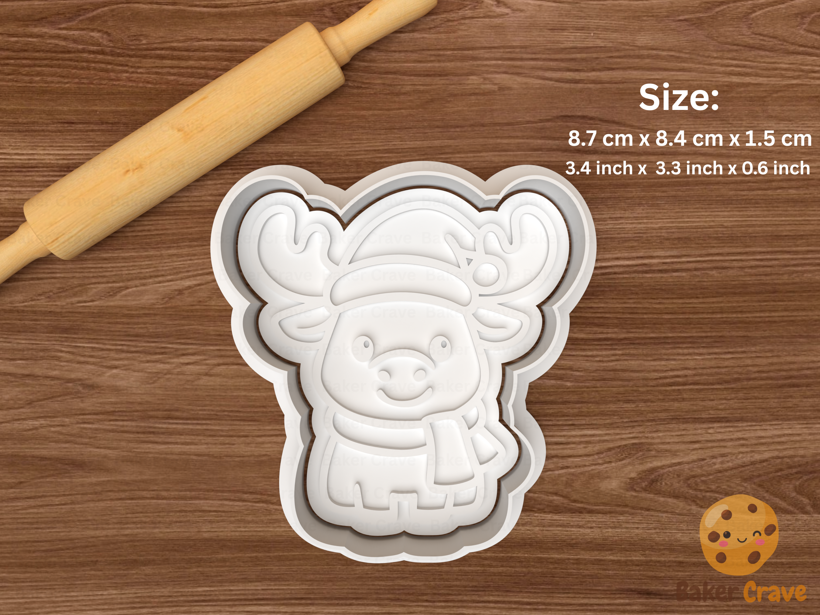 Xmas cute moose Cookie Cutter Set STL File - moosef2