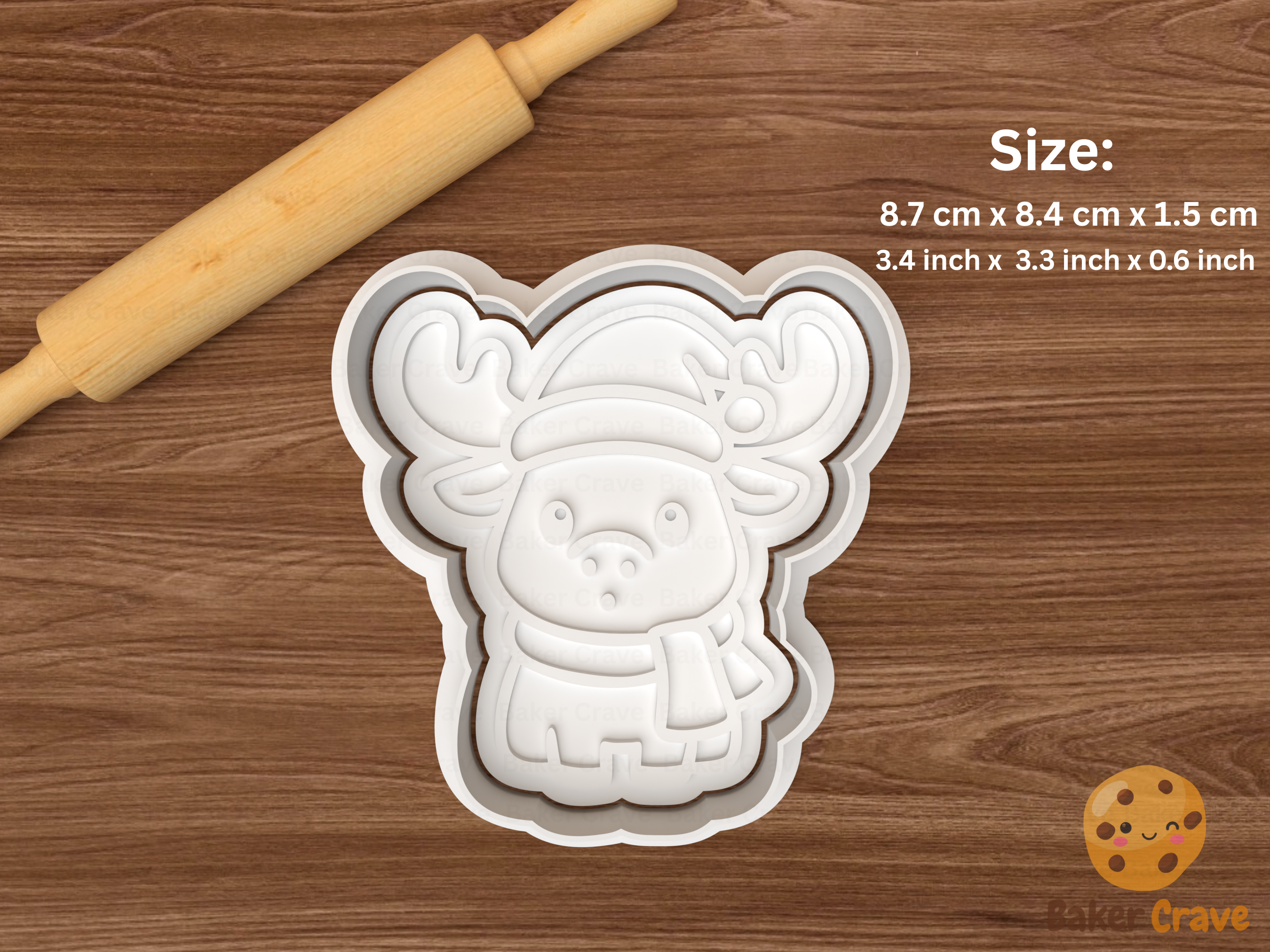 Xmas cute moose Cookie Cutter Set STL File - moosef3