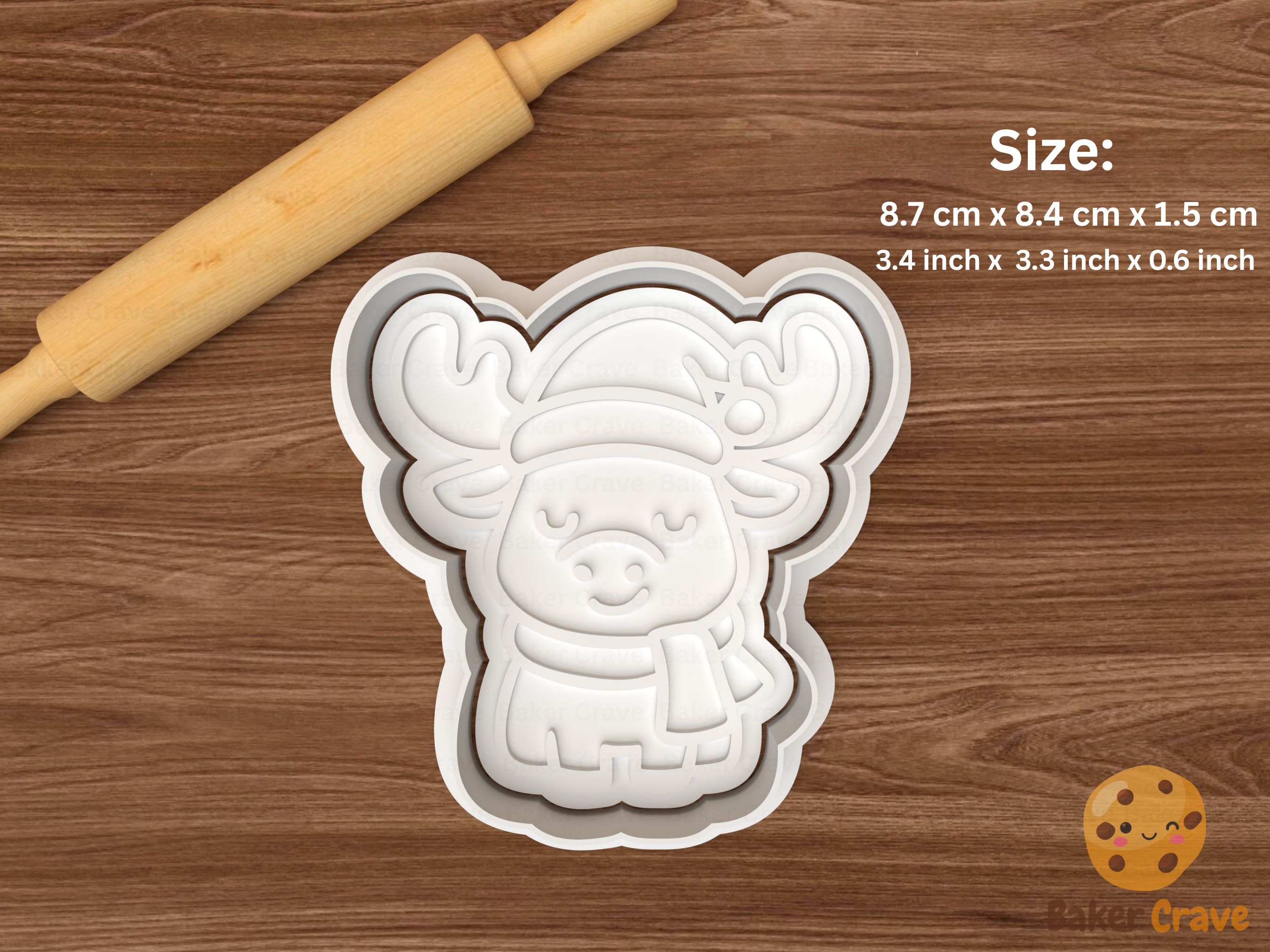 Xmas cute moose Cookie Cutter Set STL File - moosef4