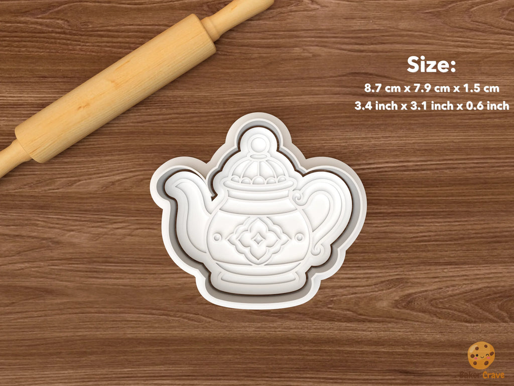 Moroccan Tea Cookie Cutter Set STL File - single ornate teapot