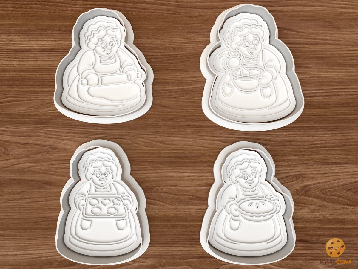 Mrs Claus Baking Day Cookie Cutter Set STL File - 01 set main