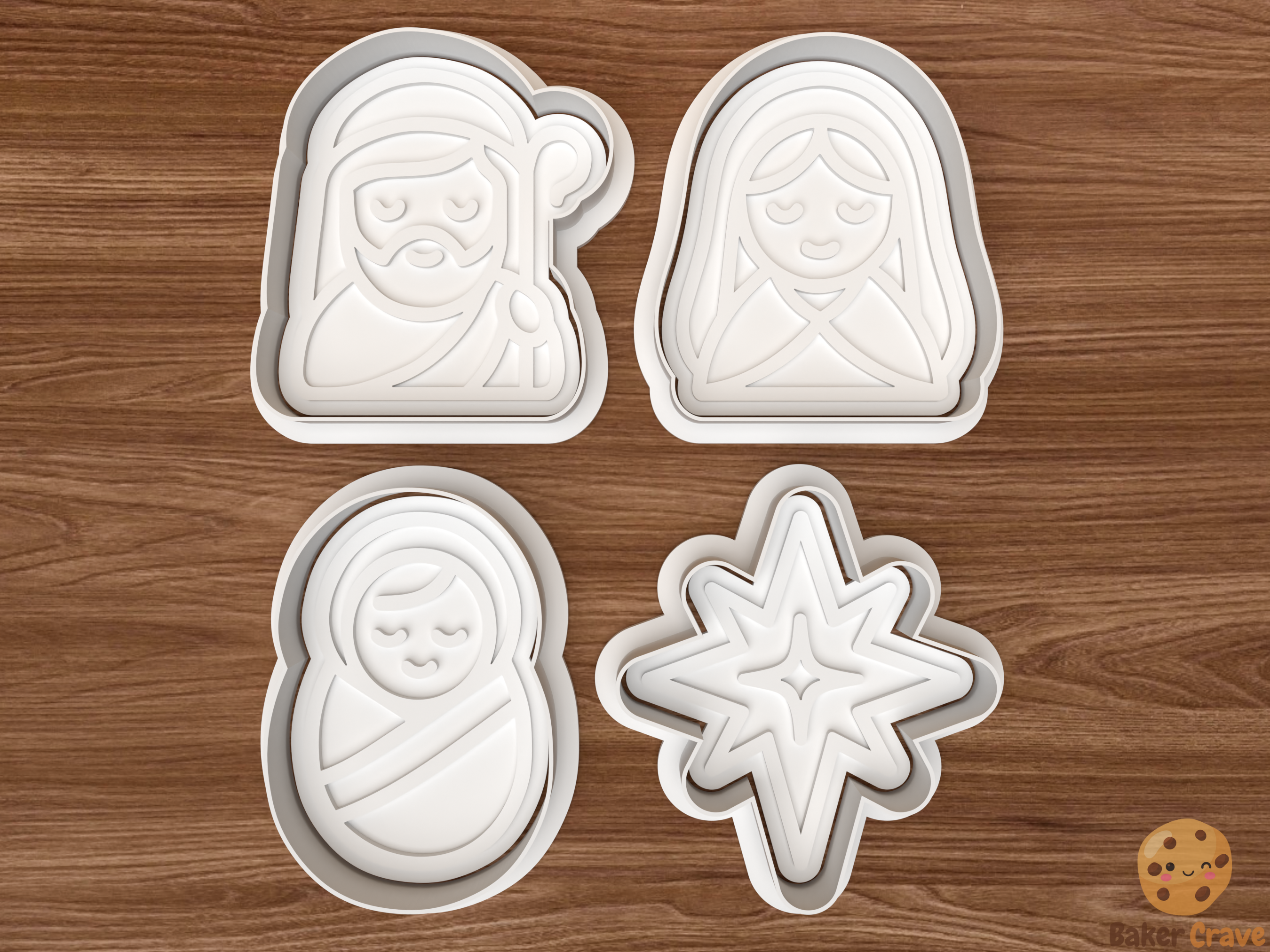 Nativity Cookie Cutter Set STL File - nat1fix