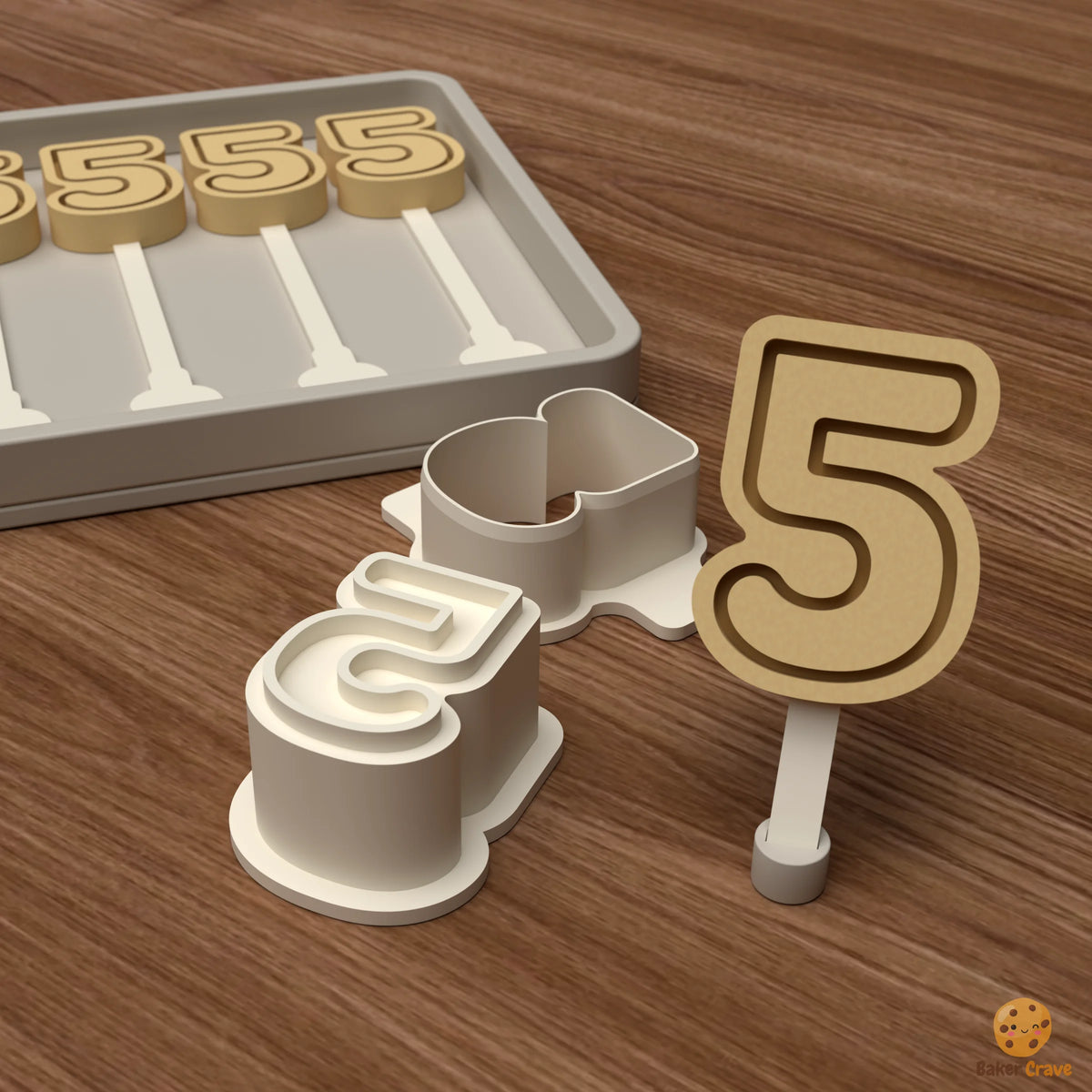 Number 5 Cake Pop Mold STL File