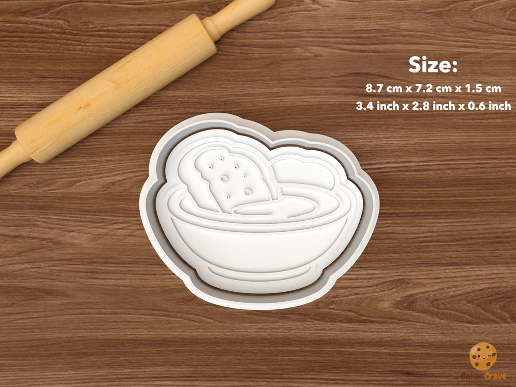 Olive Oil Deli Cookie Cutter Set STL File - single bread and dipping bowl